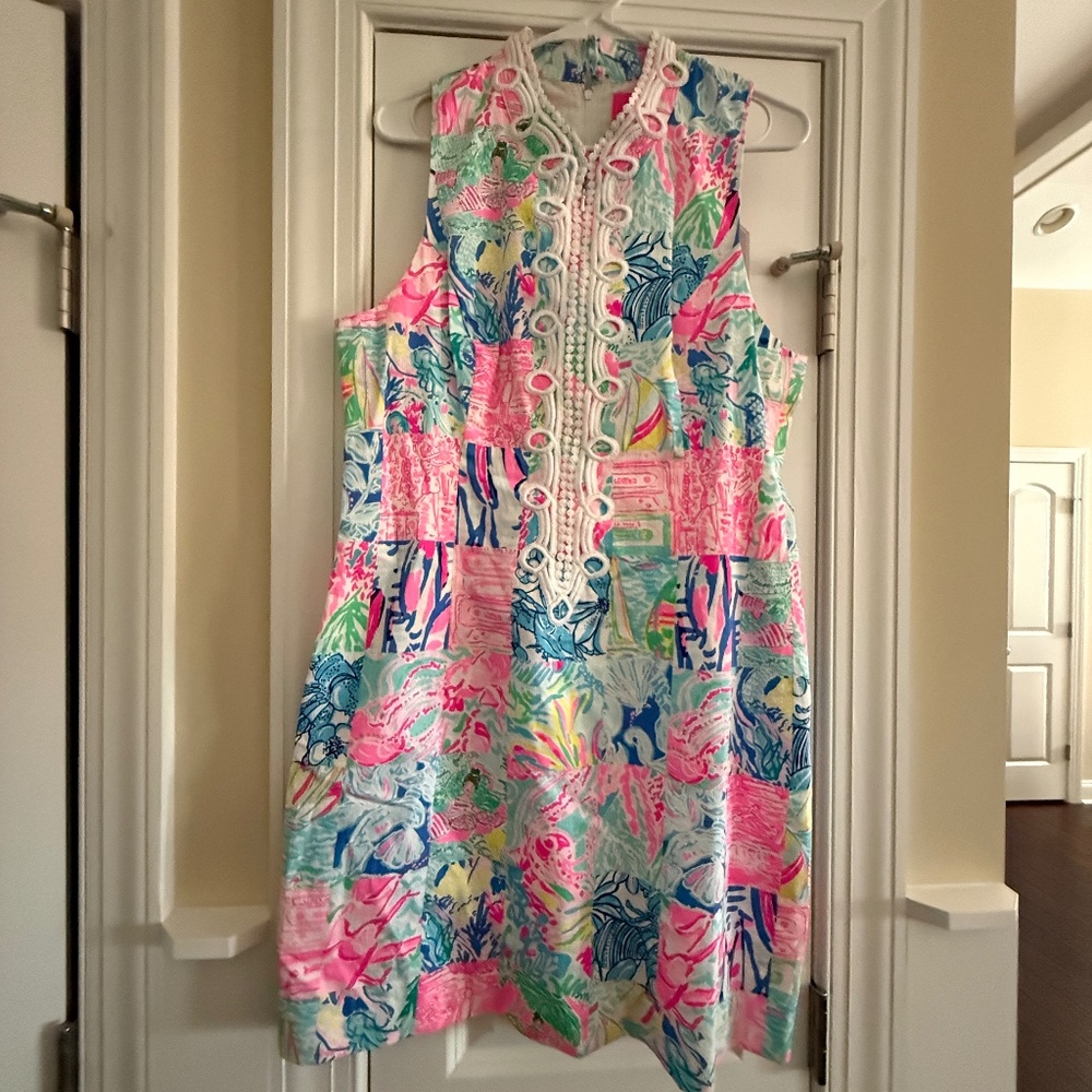 LN Lilly Pulitzer Alexa Shift dress in Multi Pop-Up Summer Remix Patch size 14